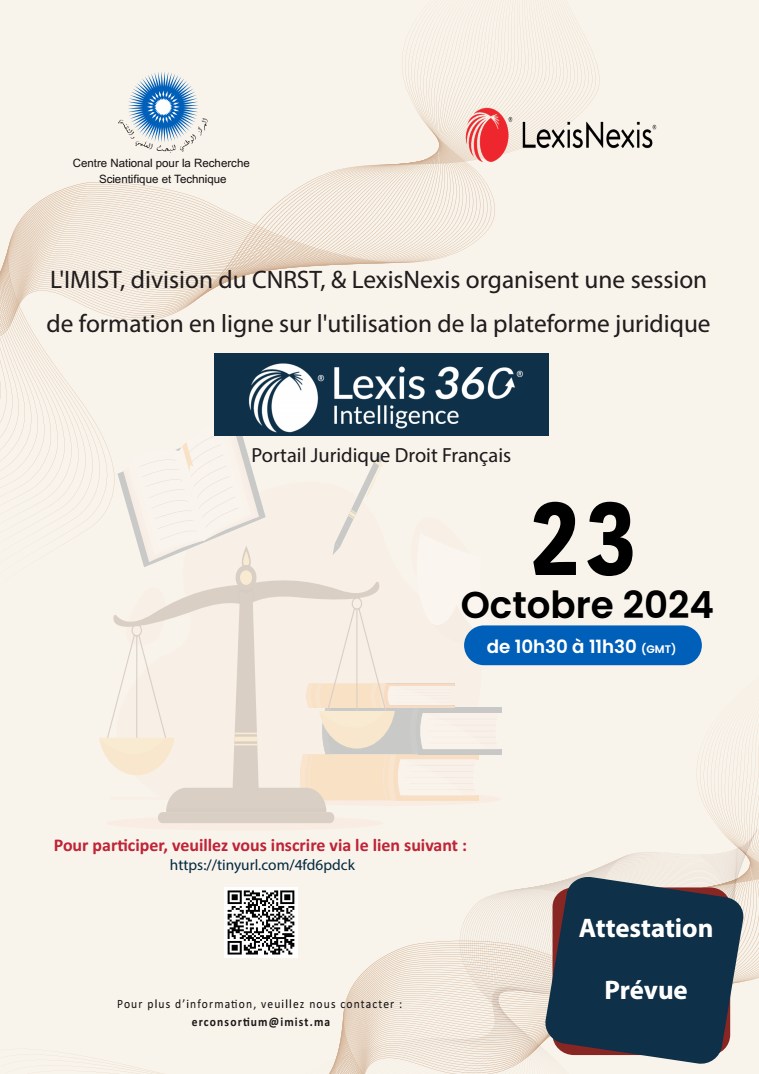 une session de formation en ligne sur L’utilisation de la plateforme juridique “Lexis360”