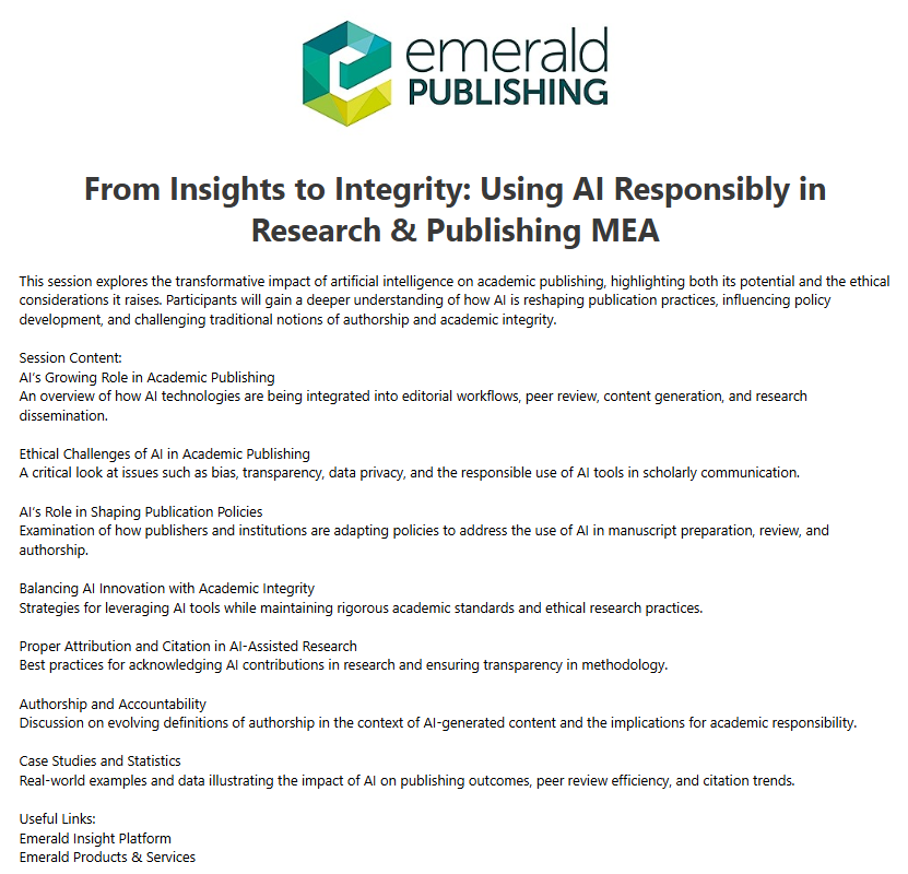 From Insights to Integrity Using AI Responsibly in Research & Publishing MEA